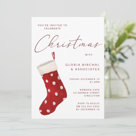 クリスマスストッキングクリスマスパーティー 招待状 (スタンド正面)