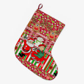 クリスマスストッキングクリスマス小妖精や小人サンタ雪だるま ラージクリスマスストッキング (正面 (吊り時))