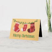 クリスマスストッキンググリーティングカード サンキューカード (正面)