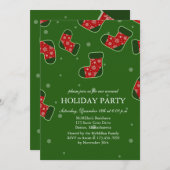 クリスマスストッキンググリーンホリデーパーティー 招待状 (正面/裏面)