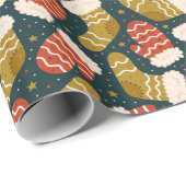 クリスマスストッキンググローブスターリークリスマスホリデー ラッピングペーパー (ロールコーナー)