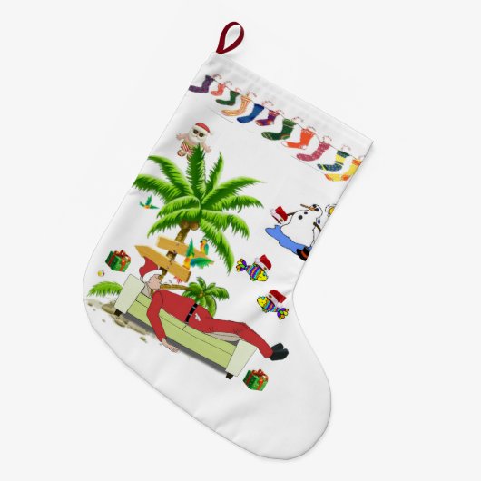 クリスマスストッキングサマービーチサンタ ラージクリスマスストッキング (正面 (吊り時))