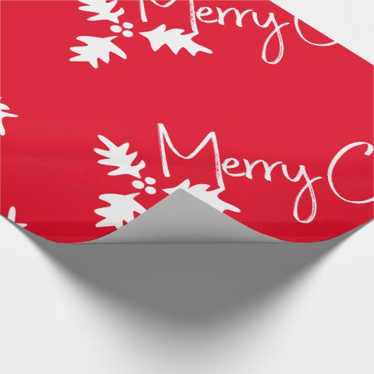 クリスマスストッキングスタイルモダン赤い名前の追加 ラッピングペーパー (角)