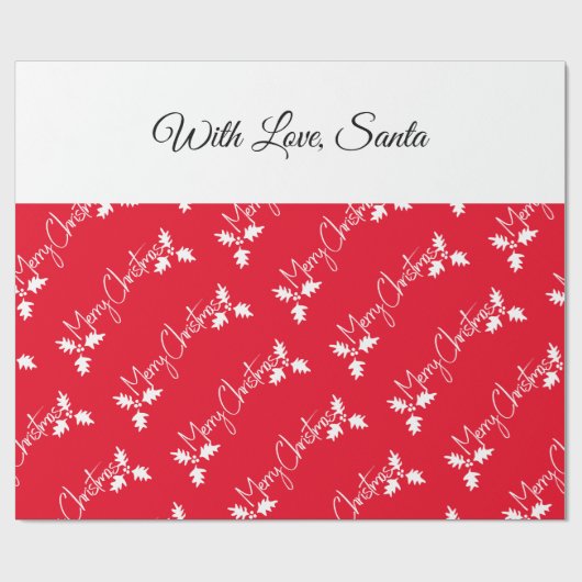 クリスマスストッキングスタイルモダン赤い名前の追加 ラッピングペーパー (フラット)