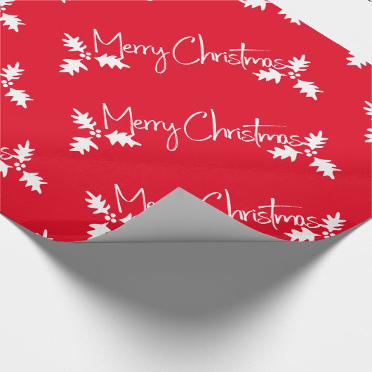 クリスマスストッキングスタイルモダン赤い名前の追加 ラッピングペーパー (角)