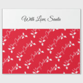 クリスマスストッキングスタイル モダン レッド 名前を追加 ラッピングペーパー (フラット)