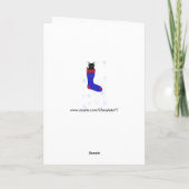 クリスマスストッキングネコ雪片グリーティングカード シーズンカード (裏面)