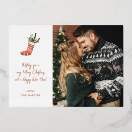 クリスマスストッキングノートフォトクリスマス 箔招待状