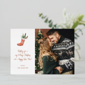 クリスマスストッキングノートフォトクリスマス 箔招待状 (立ち正面)