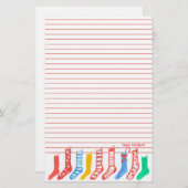 クリスマスストッキングハッピーホリデイズレッドライン 便箋 (正面/裏面)