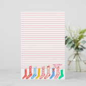 クリスマスストッキングハッピーホリデイズレッドライン 便箋 (スタンド正面)