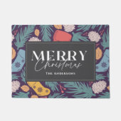 クリスマスストッキングパターンホリデイ ドアマット (正面)
