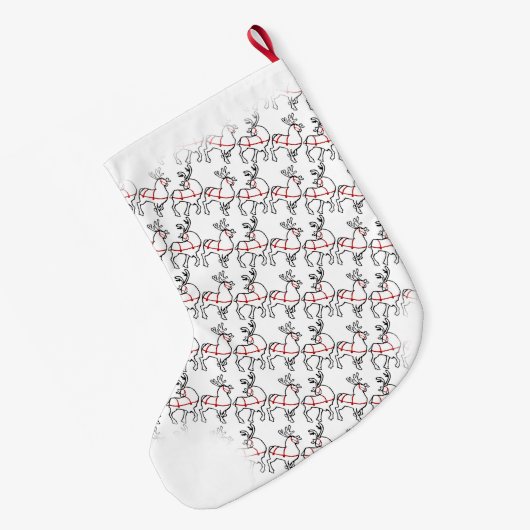 クリスマスストッキングパーソナライズされたトナカイストッキング ラージクリスマスストッキング (裏面 (吊り時))