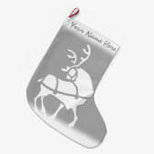 クリスマスストッキングパーソナライズされたトナカイストッキング ラージクリスマスストッキング (正面 (吊り時))