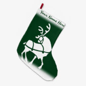 クリスマスストッキングパーソナライズされたトナカイストッキング ラージクリスマスストッキング (正面 (吊り時))