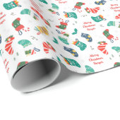 クリスマスストッキングパーソナライズされた休日 ラッピングペーパー (ロールコーナー)
