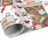 クリスマスストッキングパーソナライズされた子供の名前の贈り物 ラッピングペーパー (ロールコーナー)