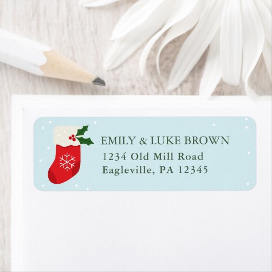 クリスマスストッキングパーソナライズされた差出人住所 ラベル (インサイチュ)