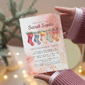 クリスマスストッキングピンクシークレットサンタパーティー 招待状