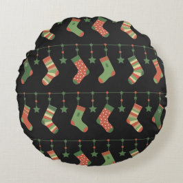 クリスマスストッキングフェスティバルガーランド ラウンドクッション