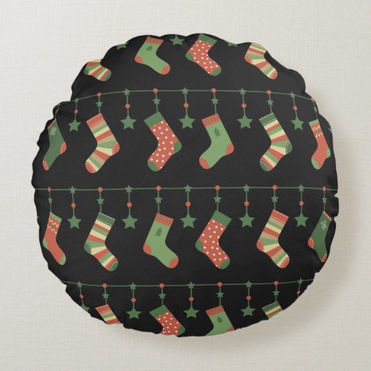 クリスマスストッキングフェスティバルガーランド ラウンドクッション (正面)