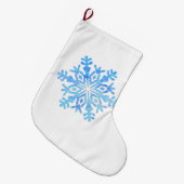 クリスマスストッキングブルースノーフレークデザイン ラージクリスマスストッキング (正面 (吊り時))