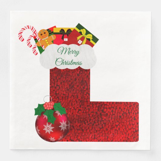 クリスマスストッキングペーパーナプキン (正面)