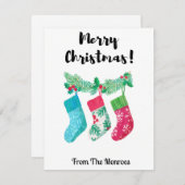 クリスマスストッキングホリデーカード シーズンカード (正面/裏面)