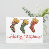 クリスマスストッキングホリデーグリーティングカード (スタンド正面)