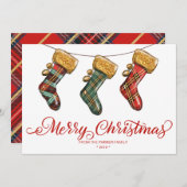 クリスマスストッキングホリデーグリーティングカード (正面/裏面)