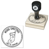 クリスマスストッキングラインアートデザインメリークリスマス ラバースタンプ (押印)