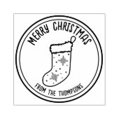 クリスマスストッキングラインアートデザインメリークリスマス ラバースタンプ (インプリント)