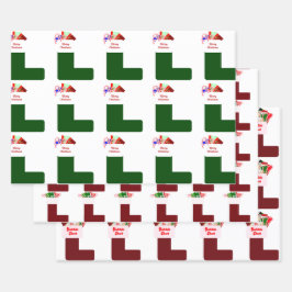 クリスマスストッキングラッピング紙シートセット3 ラッピングペーパーシート