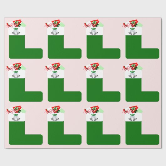 クリスマスストッキングラッピング紙 ラッピングペーパー (フラット)