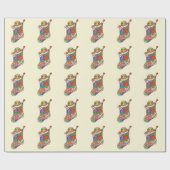 クリスマスストッキングラッピング紙 ラッピングペーパー (フラット)