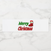 クリスマスストッキングレッドグリーンタイポグラフィ ペットボトルラベル (シングルラベル)
