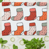 クリスマスストッキングレッド キッチンタオル (折り畳み)