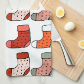 クリスマスストッキングレッド キッチンタオル (四つ折り)