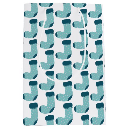 クリスマスストッキング休日 ミディアムペーパーバッグ (正面)