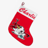 クリスマスストッキング個人名溶融雪だるま ラージクリスマスストッキング (正面 (吊り時))