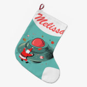 クリスマスストッキング個人名UFOエイリアンエリア51 ラージクリスマスストッキング (正面 (吊り時))