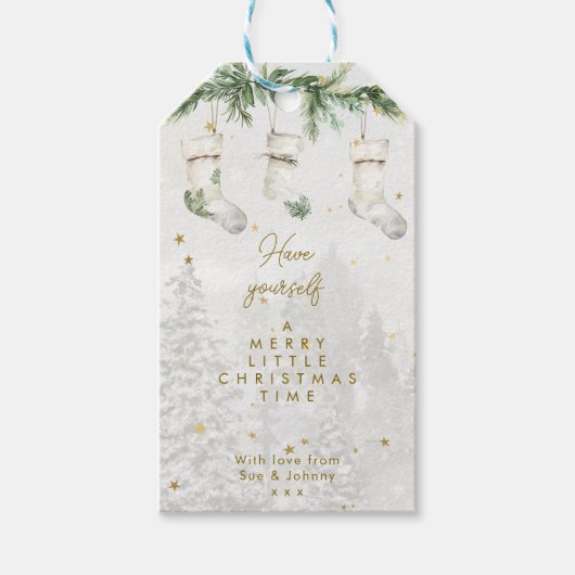 クリスマスストッキング冬の休日のギフトラベル ギフトタグ (正面)