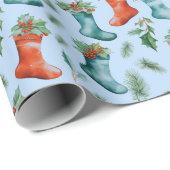 クリスマスストッキング冬の果実クリスマス ラッピングペーパー (ロールコーナー)