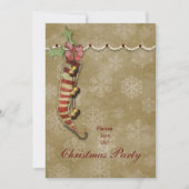 クリスマスストッキング古いファッションの招待 招待状 (正面)