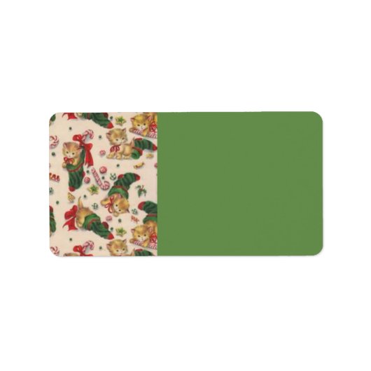 クリスマスストッキング子猫住所 シール (正面)