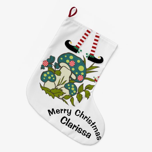 クリスマスストッキング小妖精や小人サンタ ラージクリスマスストッキング (正面 (吊り時))