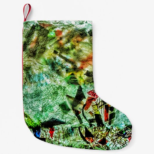 クリスマスストッキング白抽象芸術再生プラスチック スモールクリスマスストッキング (正面)