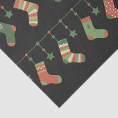 クリスマスストッキング赤い緑の茶色のガーランド 薄葉紙 (詳細)