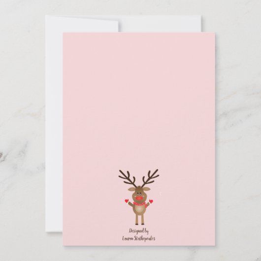 クリスマスストッキング赤でトナカイ サンキューカード (裏面)