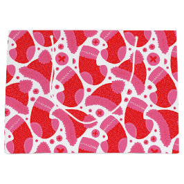 クリスマスストッキング赤とピンク ラージペーパーバッグ